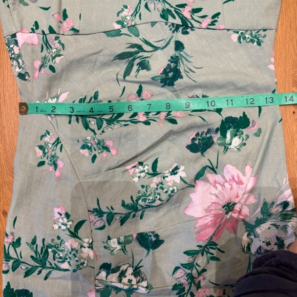 ZARA Linen Blend Floral Green Midi Dress - Picture 6 of 7